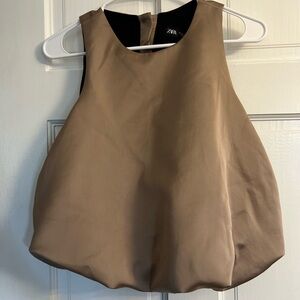 Zara Tan Sleeveless Boxy Tank Top